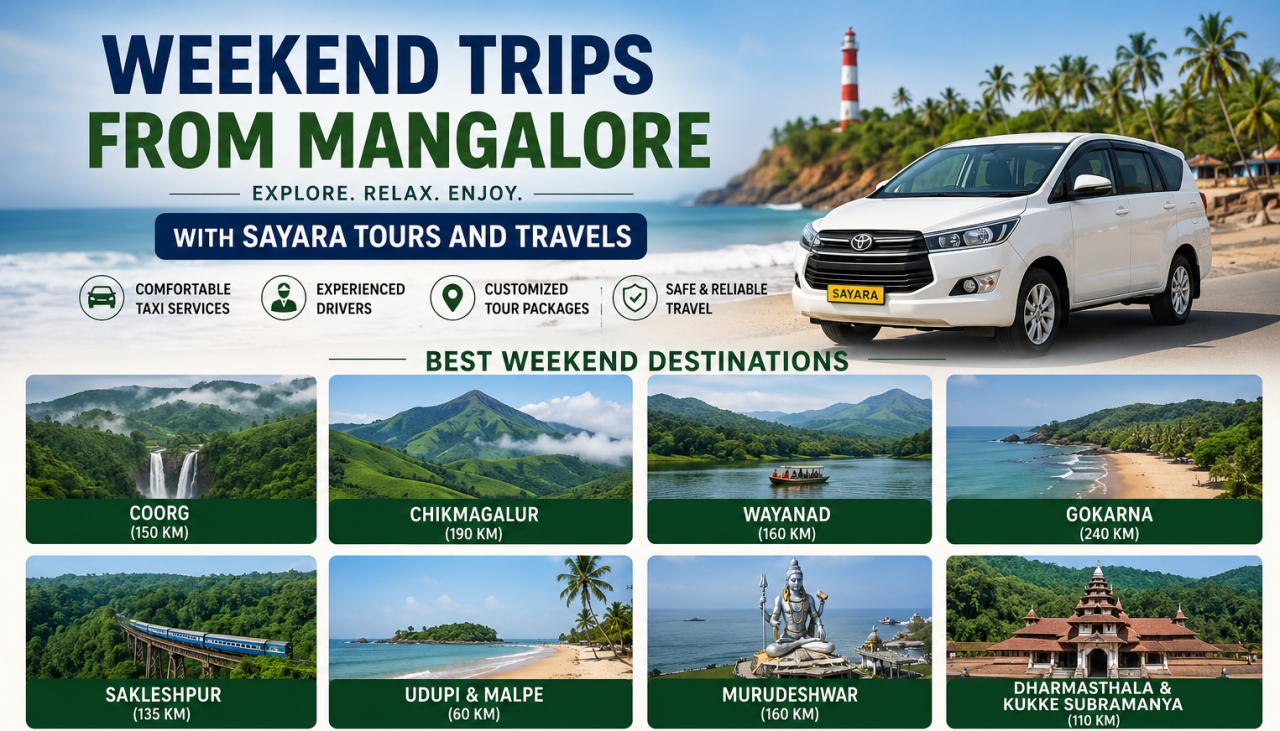 Weekend Trips from Mangalore - Sayara Tours and Travels