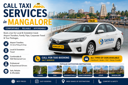 Call Taxi Services in Mangalore for Comfortable and Reliable Travel - Sayara Tours and Travels
